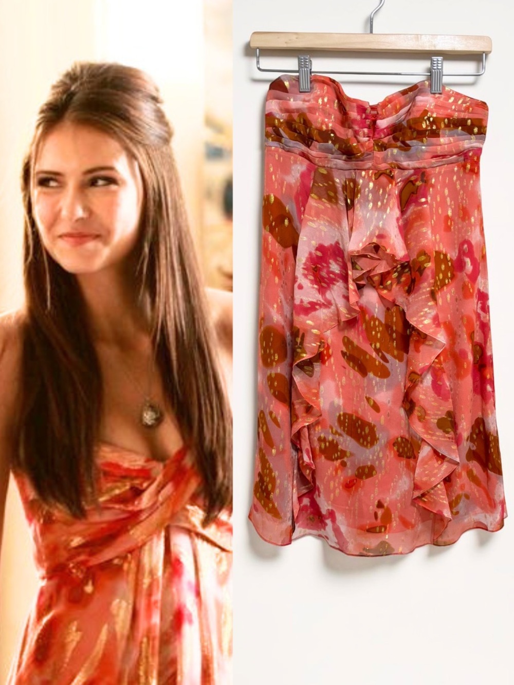 RARE Strapless Dress ASO Elena Gilbert The Vampire Diaries Lava Alt Y2K Size 2 - Picture 9 of 10